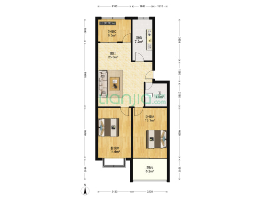 贵和苑金华园 3室1厅1卫 97平方