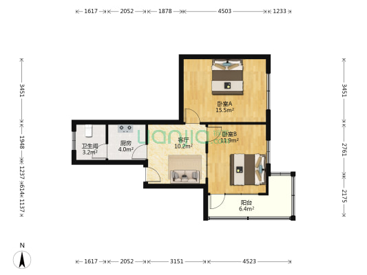 徐州路 2室1厅1卫 66平方