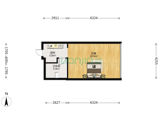 融侨融寓 1室0厅1卫 63平方