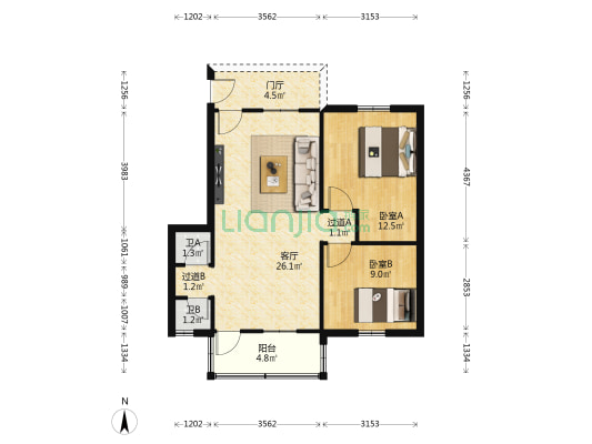 高明公路局职工之家 2室1厅2卫 67平方