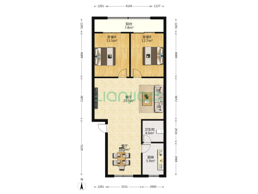 中山西路49号 2室2厅1卫 95平方