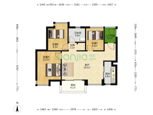 润悦 3室1厅1卫 84平方