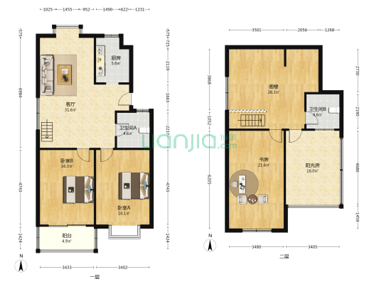丰裕园 3室1厅2卫 93平方