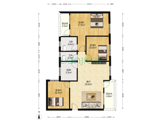 昌盛楼 3室1厅2卫 121平方