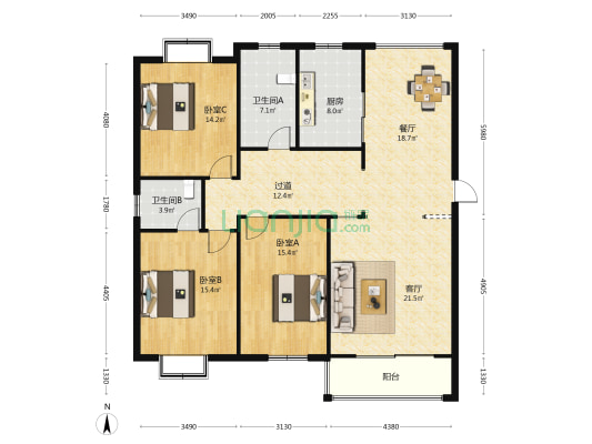 府前星座花园 3室2厅2卫 140平方