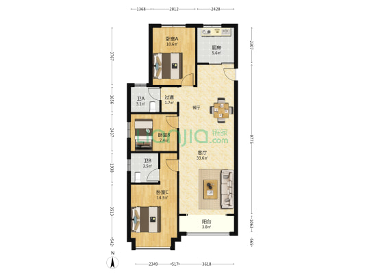 尚悦居 3室1厅2卫 118平方