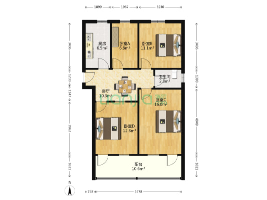 司前街散盘 4室1厅1卫 85平方