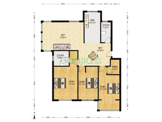 书香名城 3室2厅2卫 123平方