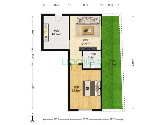 银通山庄千禧园 1室1厅1卫 54平方
