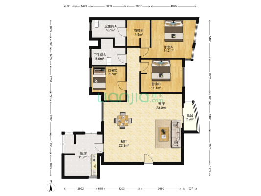 翠湖雅居 3室2厅2卫 159平方