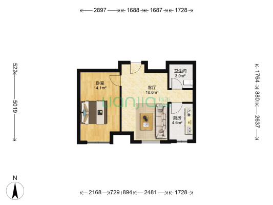 宇都和源 1室1厅1卫 58平方
