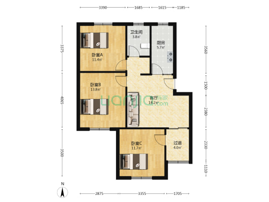 淞南六村西区 3室1厅1卫 87平方