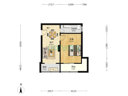 昆仑小区36街坊 1室1厅1卫 41平方