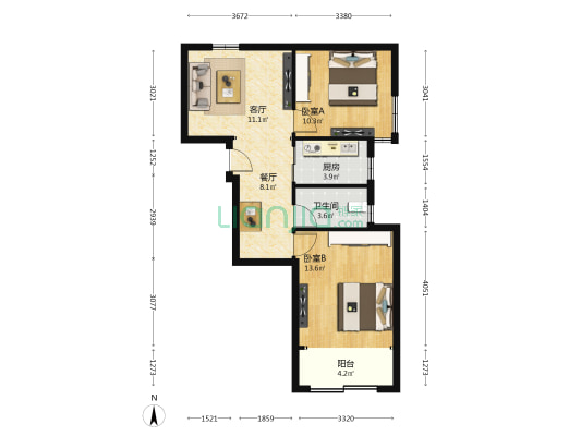 怒江路76弄 2室2厅1卫 65平方