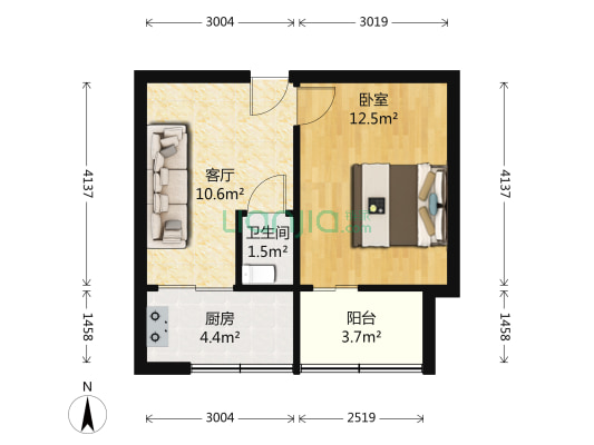 陕西省统计局家属院 1室1厅1卫 34平方