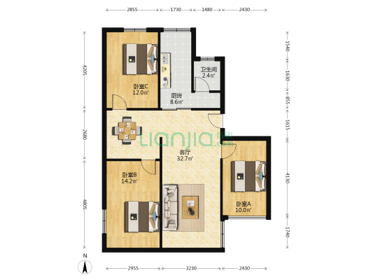 青云楼 3室1厅1卫 98平方