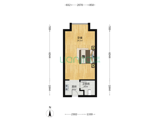 锦地SOHO 1室0厅1卫 49平方
