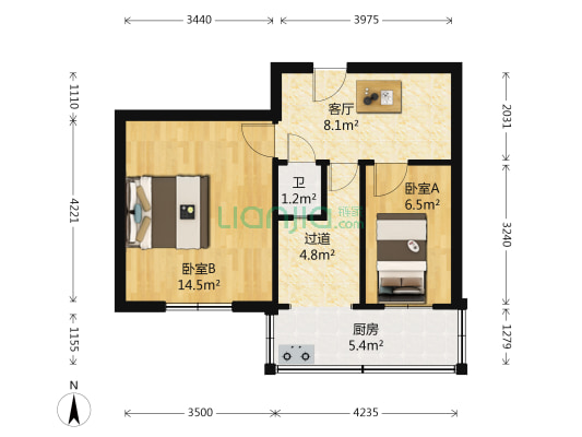 北機胜利小区 2室1厅1卫 47平方