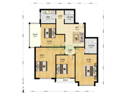 江韵园 4室1厅2卫 158平方