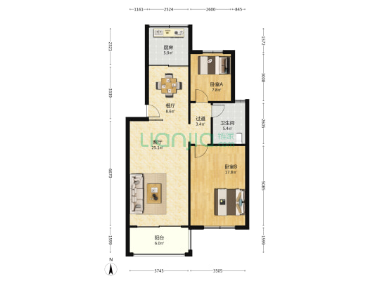 田庄新城C区 2室2厅1卫 99平方
