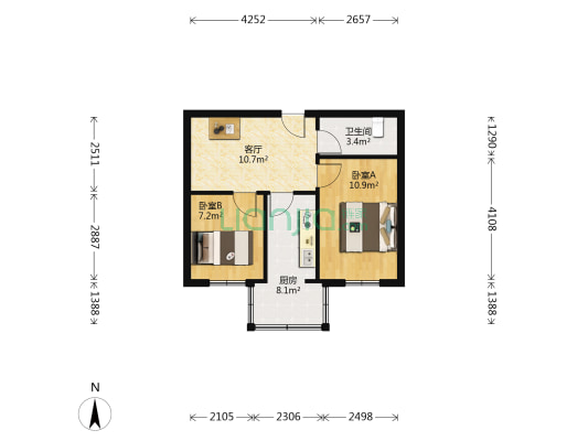 肇兴家园 2室1厅1卫 57平方