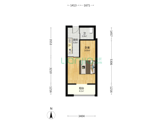 盛景嘉城 1室0厅1卫 46平方