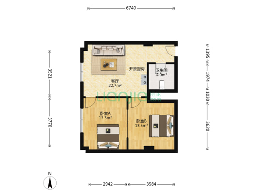 泾渭馨佳苑 2室1厅1卫 77平方