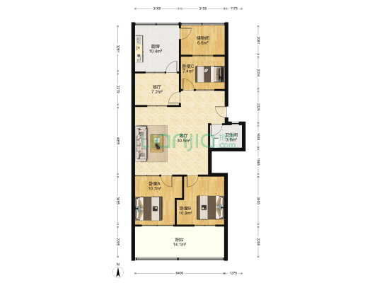 奎文法院小区 3室2厅1卫 90平方