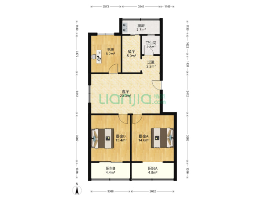 翠竹园西村 3室2厅1卫 104平方