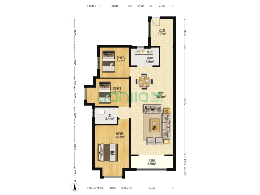骧龙国际景秀园C区 3室1厅1卫 110平方