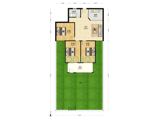 映泉小区 3室1厅1卫 105平方