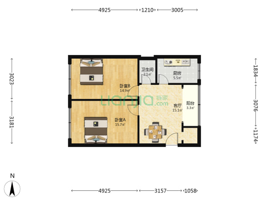 杭州路散盘 2室1厅1卫 76平方