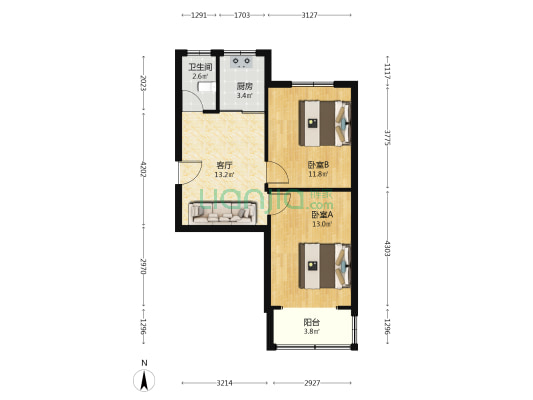 万福小区 2室1厅1卫 61平方
