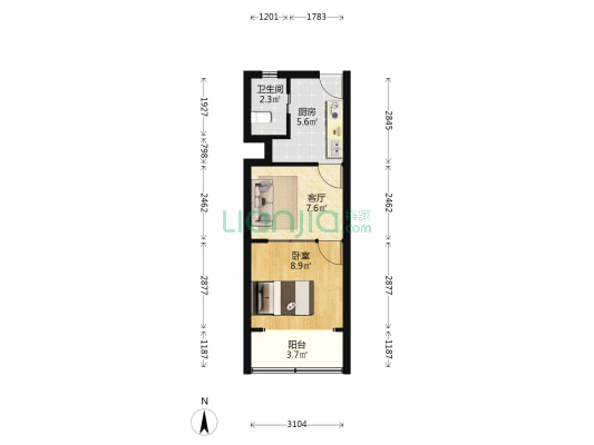 番禺路395号 1室1厅1卫 35平方