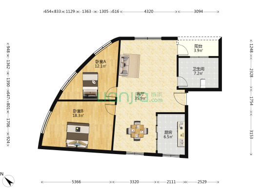 纸坊木材公司综合楼 2室1厅1卫 103平方