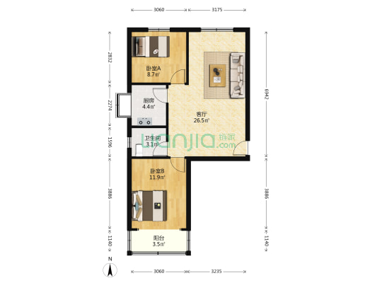 郑州三十四中家属院 2室1厅1卫 70平方