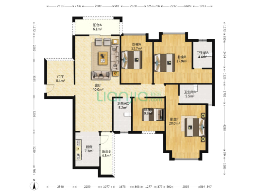 星际半岛 4室1厅3卫 160平方