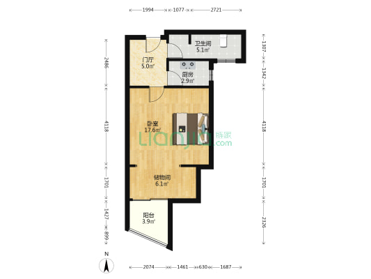 汇富中心 1室0厅1卫 53平方