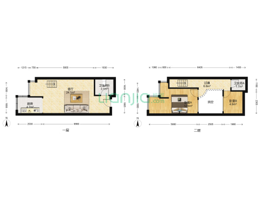 北晨明苑小区 2室1厅2卫 92平方