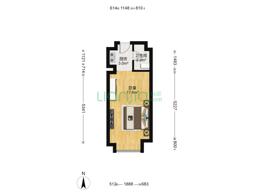 WE+空间 1室0厅1卫 37平方