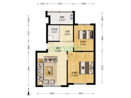 通潭西区 2室1厅1卫 81平方