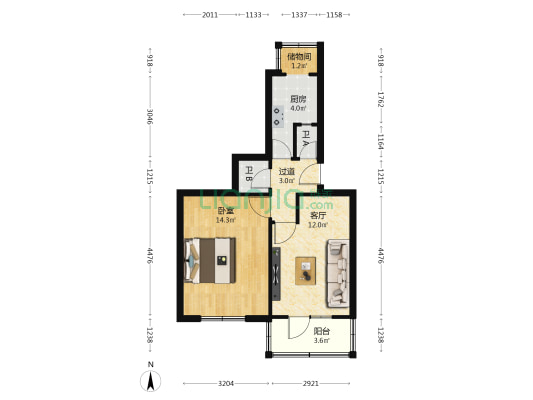 省政协家属院（广场南路） 1室1厅2卫 48平方