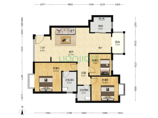 世嘉丽晶三期 3室1厅2卫 115平方