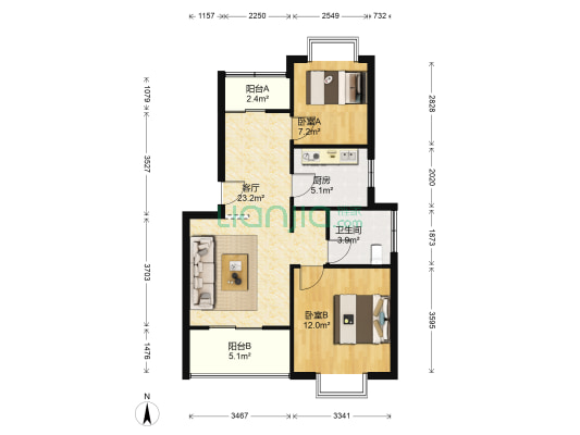 杉林新月环林东路879弄 2室1厅1卫 72平方