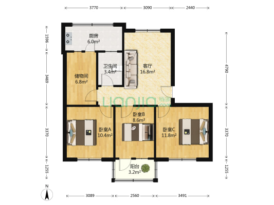 商务局家属院 3室1厅1卫 74平方