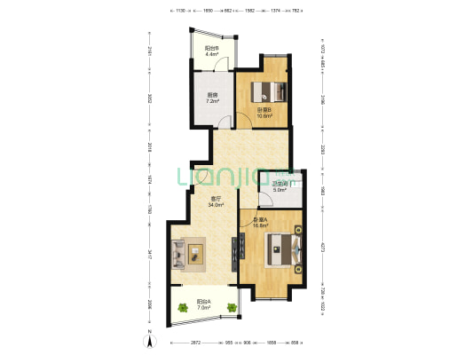 世纪佳园 2室1厅1卫 111平方
