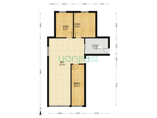 荣升街 2室1厅1卫 80平方