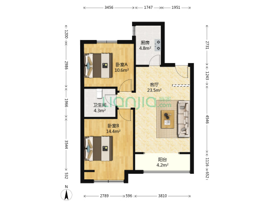 碧桂园银河城依云 2室1厅1卫 87平方