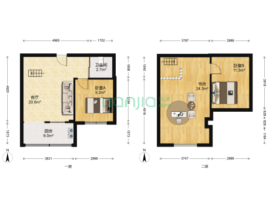 长通家园J区 3室1厅1卫 55平方