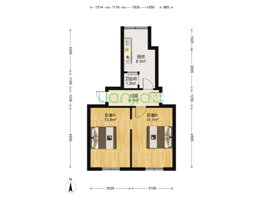 公交公司体育路宿舍 2室0厅1卫 49平方